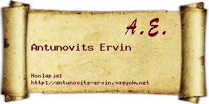 Antunovits Ervin névjegykártya